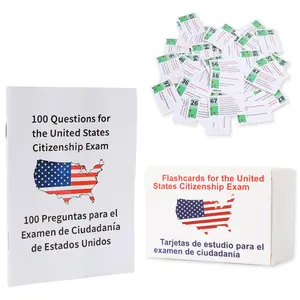 U.S. Citizenship Test Flash Card Combo Set with Bilingual Booklet - English/Spanish, U.S. Citizenship Study Guide Flash Cards, featuring 100 U.S. Civics Q&A, Christmas Gift