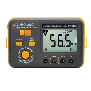 VC60B Digital Insulation Resistance Tester, Electrical Megaohm Meter with 250V/500V/1000V Test Voltage Testing Insulation Resistance IR 0.1MΩ~2GΩ, Multimeter Measure AC Voltage