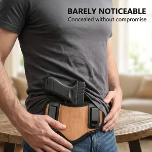 Hunting Gun Holster Concealed Carry Holsters PU Leather Metal Clip Gun for Pistol G1ock 17 19 23 32 (Right and Left Hand Optional)