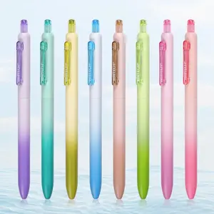 8pcs Gel Pens Fine Point: 0.5mm Retractable Multicolor Ink No Smear Gradient Color Aesthetic Pen Barrel for Journaling Notetaking Silent Click Colored Pen Set