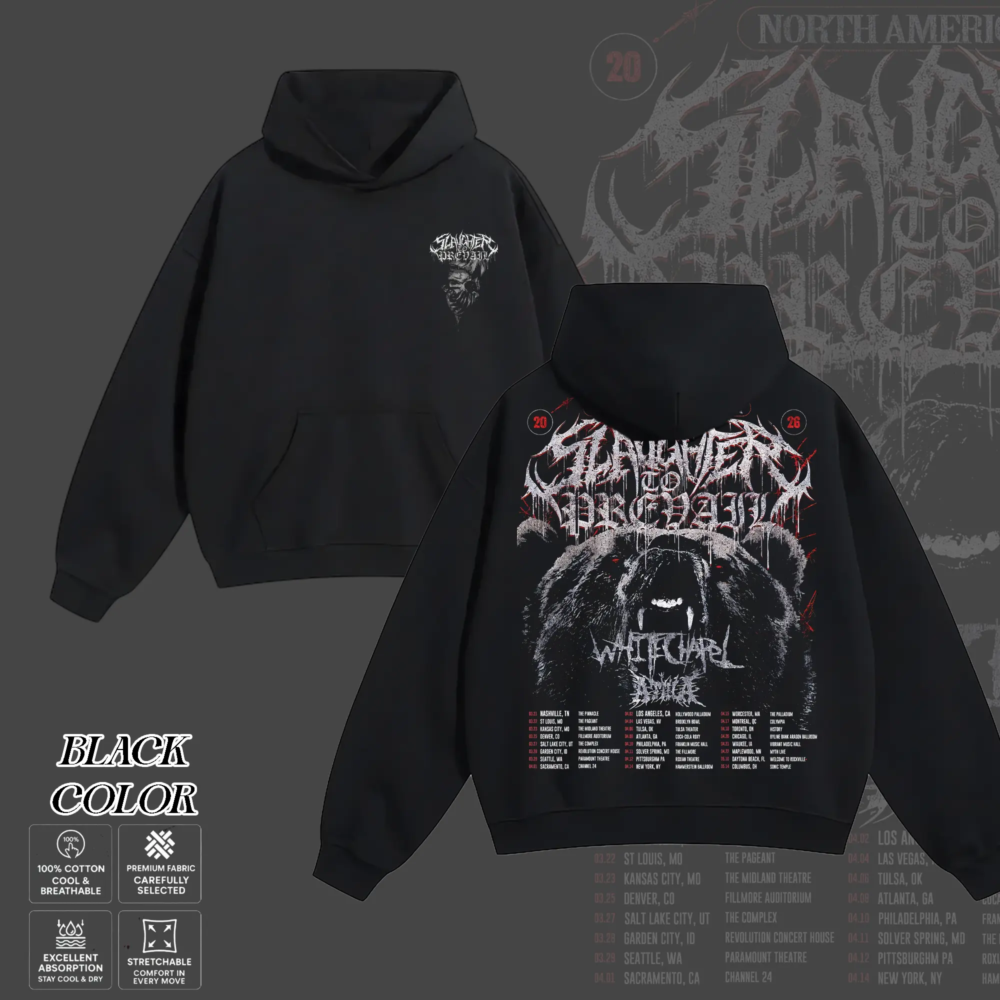 【正規品】DISCOVERED Collage Band Tee Jacket Slaughter To Prevail North America 2026 Tour Hoodie, Unisex