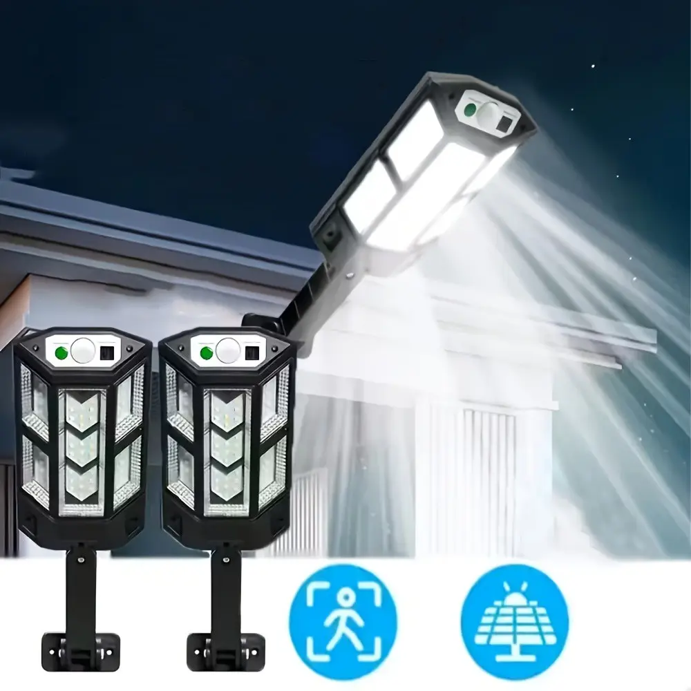 1/2 Pack Smart Motion-Sensing Solar Wall Lights 3 Adjustable Lighting Modes Dimmable Patio Lights, Exterior Lights Semi-Recessed Installation Outdoor Garden Safety Street Courtyard Lights Ideal for Yards, Gardens, Patios