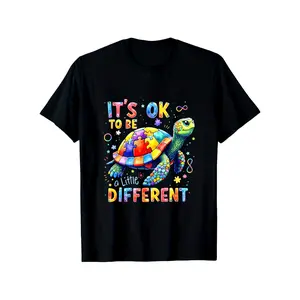 A Unique Turtle Autism Awareness T-Shirt, Perfect for Outdoor Comfort, Casual Summer Attire   Crew Neck Tee, Men'S Summer Apparel, Slightly Stretchy, 100%, Sizes S-XXXL.png