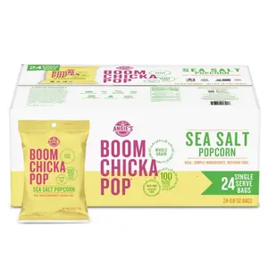 Angie's BOOMCHICKAPOP Sea Salt Popcorn, 0.6 oz. (Pack of 24)