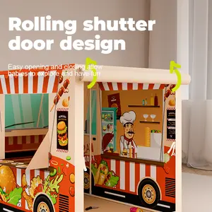 Realistic Hamburg Food Truck Tent Playset Kids Role Play Baking Toys with Accessories for Outdoor Fun Ages 3-6 Boys Girls Junior Chefs Simulated