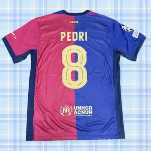 2425 Red Blue Home Pedri 8 Short Sleeve SoccerJersey