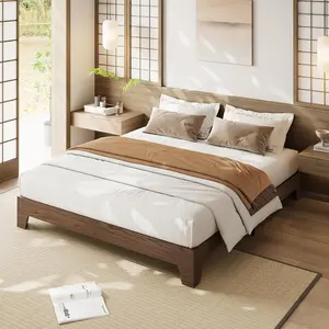 GAOMON Wood Platform Bed Frame, California King Size, Wood Slat Support, No Box Spring Needed, Easy Assembly, Noise-Free Design, Underbed Space for Storage, Minimalist Bedroom Furniture, Walnut