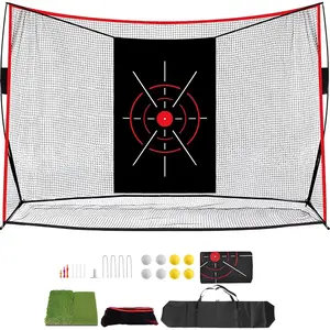 Golf Net, 10x7ft Golf Hitting Nets with a Turf Mats, Golf Practice Net for Backyard,Garage, Terrace Equipped with Noise Free Target,   for Fathers, Husbands and Professional Golfers