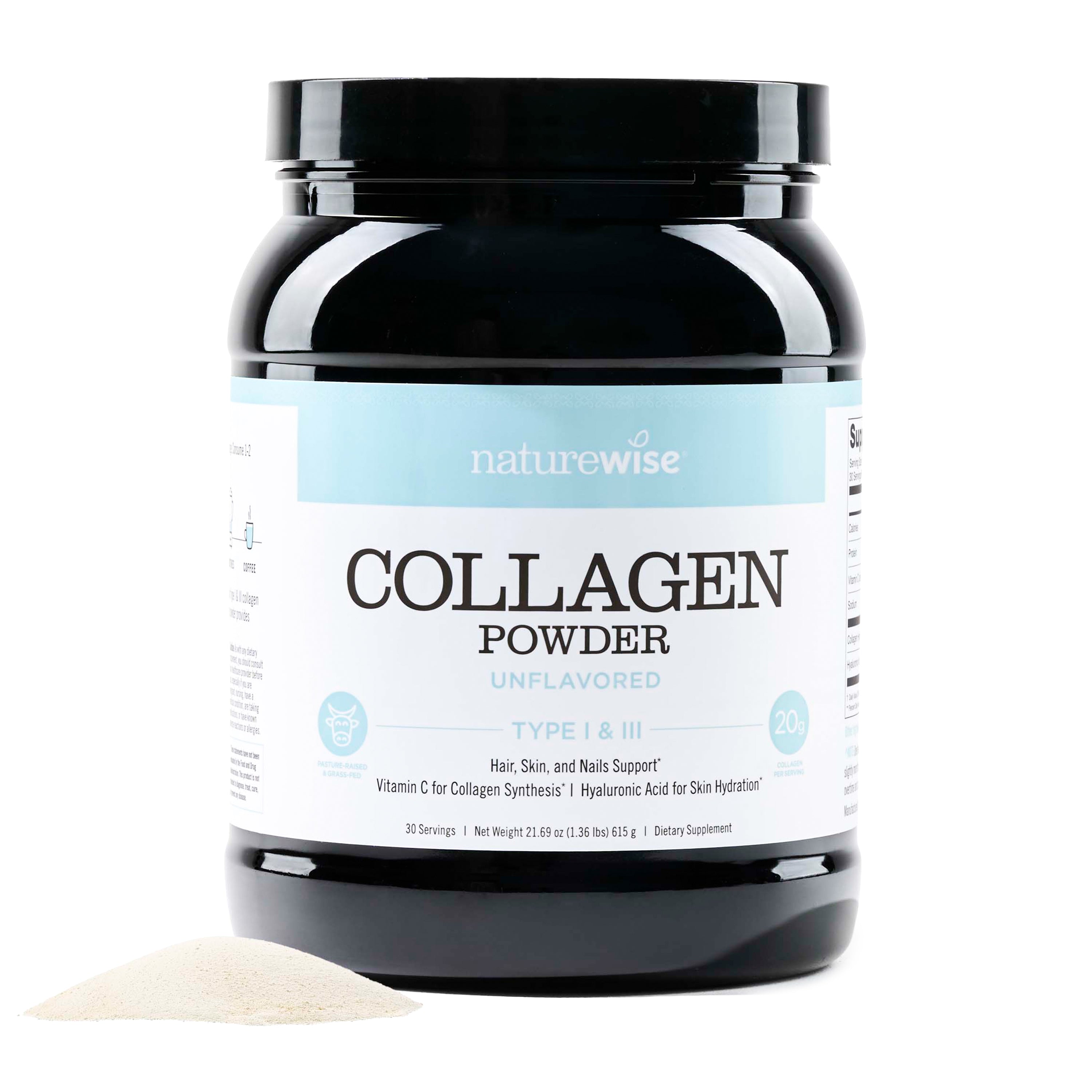 NatureWise Collagen Peptides Powder with Hyaluronic Acid and Vitamin C - Unflavored Collagen Peptides for Women & Men - Type I & III for Hair, Skin & Nails - Sugar, Gluten & Dairy Free - Non-GMO - USA Manufactured