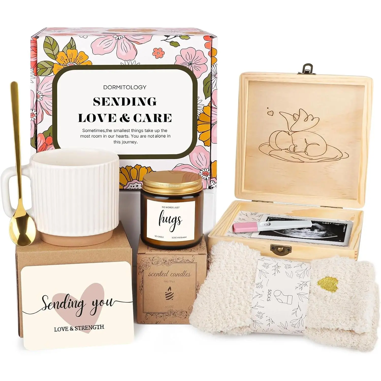 Miscarriage Sympathy Gifts for Mothers: Pregnancy Loss Memorial Baskets - Unique Comfort Bereavement Gift Box for Baby & Loved One Remembrance, Condolences Care Package Idea for Mom Healing Angel Floral
