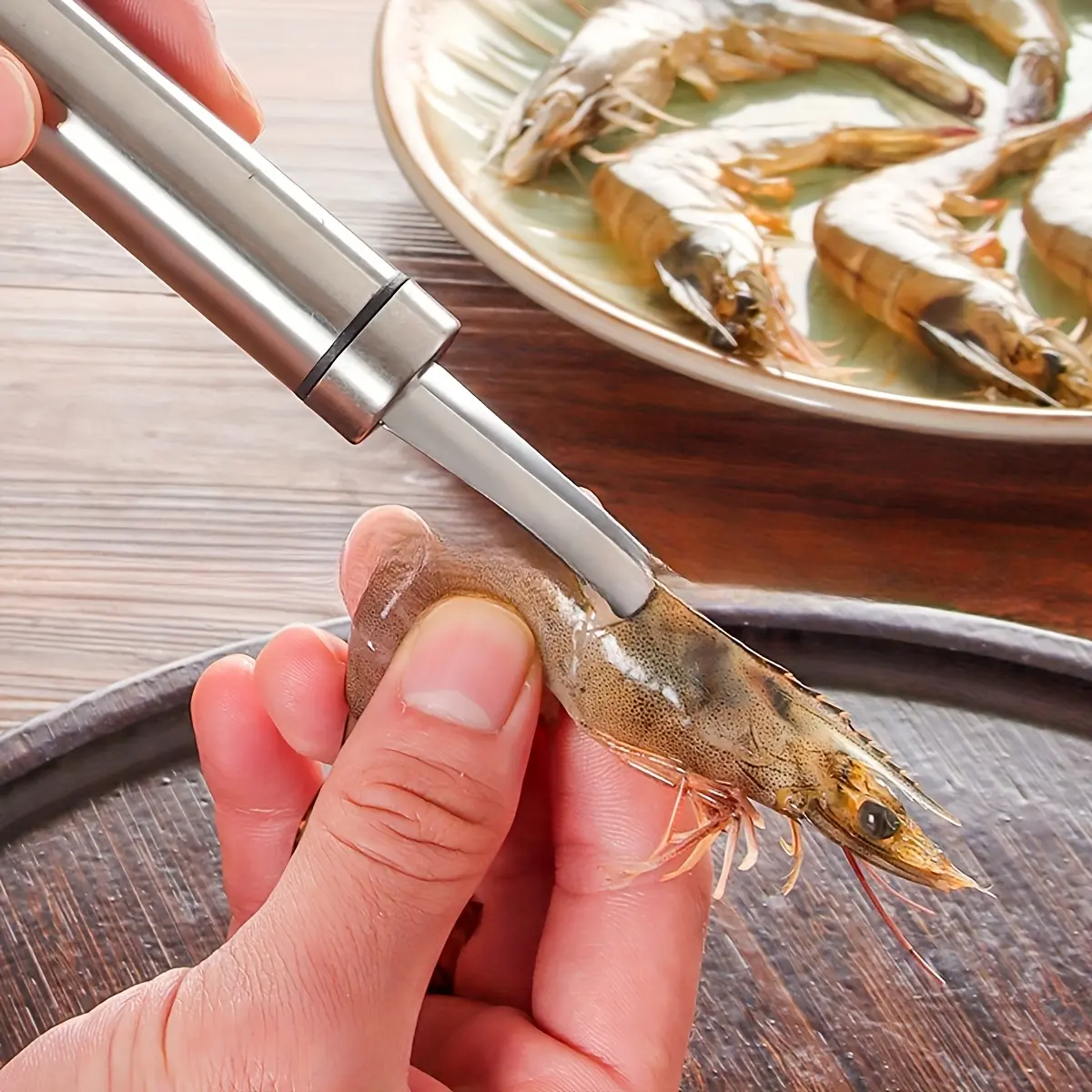 Stainless Steel Shrimp Peeler Tool | Ergonomic Handle Seafood Shell Remover, Shrimp Cleaning Knife, Kitchen Meat Deboning Utensil
