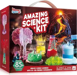 Amazing Science Kits- 85+ Experiments Educational Toys, STEM Activities with Erupting Volcano and Growing Crystal Tree for Kids Aged 6 7 8+ toys boys Valentine's Day Gifts for Kids