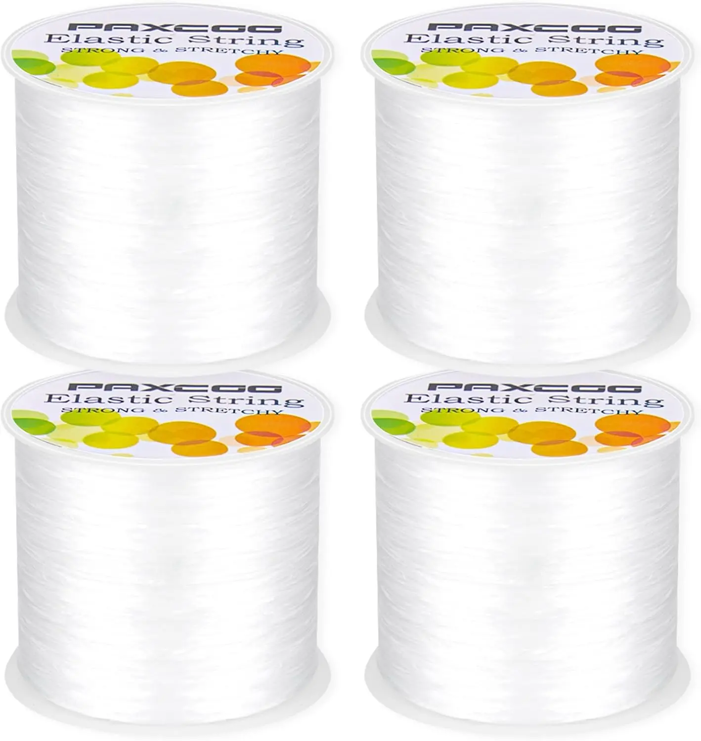 4 Rolls Elastic String for Bracelets, Stretch Magic Elastic String Bead Cord  Thread for Bracelet, Necklaces, Clay Beads, Pony Beads (White)