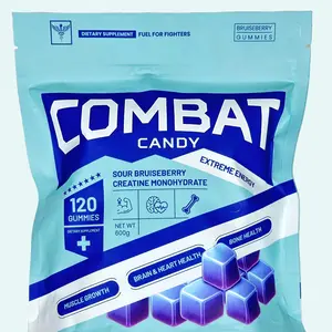 Combat Candy Sour Bruiseberry Vegan Creatine Gummies 120 Count 5g Serving Athletic Performance Support, Strength, Endurance, Muscle Recovery