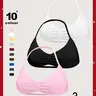 【Black Friday】Women's Solid-Color Strappy Halter Sports Bra, High-Stretch Padded Yoga Crop Top with a Supportive Fit for Fitness and Workouts