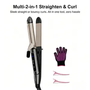 2-in-1 Multi Hair Straightener & Curling Iron, Curler Wand, Beachwaver, Curling Hair, Blowout Curler, Quick Heat-Up, Adjustable Temperature Universal Dual Voltage 360° Tangle-Free Swivel Cord VNEXPROT 516A-2 Curling Clip #SummerWins #DealsForYouDays