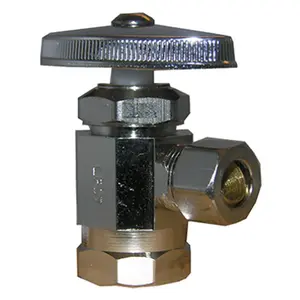 212 MAIN Compact Lead-Free Chrome Finish Compression Out Angle Stop Valve - 0.5 Female Pipe Thread Inlet, 0.38 O.D. Inlet (Boating Water Sports Accessory)