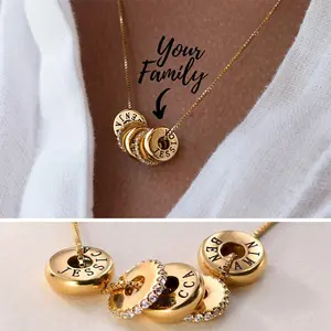Personalized Family Name Necklace 18K Gold Plated Anniversary Gift for Mom Daughter Custom Design Luxurious Jewelry
