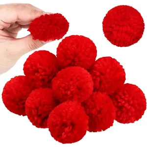 20 Pcs Christmas Yarn Pom Poms Balls for DIY Handmade Crafts Fuzzy Pompoms for Christmas DIY Hats Thanksgiving Party Holiday Hanging Home Decorations(1.5 Inch,Red)