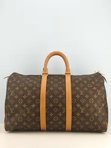 Pre-owned Monogram coated canvas with leather trim Travel Bags Louis Vuitton Keepall 45 Monogram Travel Bag【SP1907】