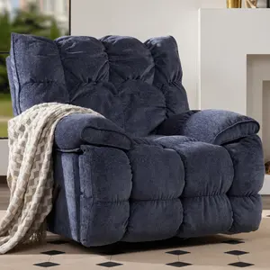 Oversized Rocker Recliner Chair, Power Overstuffed Extra Wide Rocking Recliners Soft with Breathable Soft Fabric, Swivel Rocker Recliner for Living,Soft Padded Headrest and Armrest