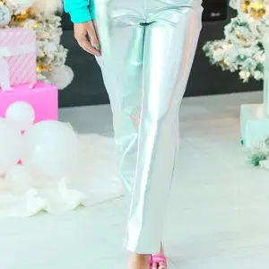 Silver metallic pants Womenswear, no stretch