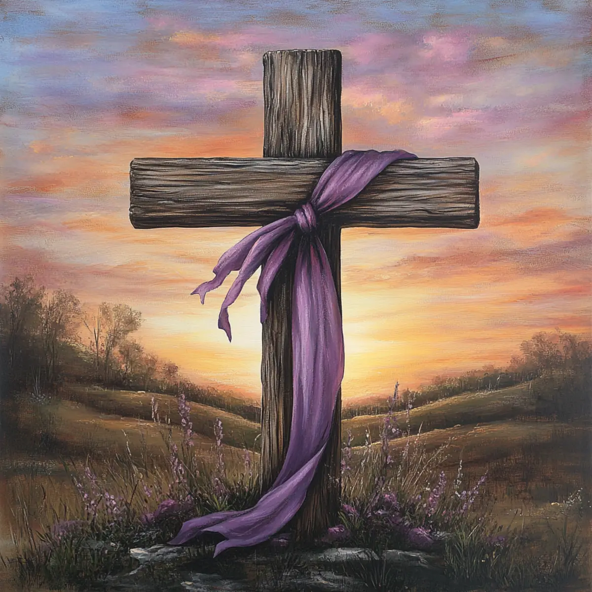 10" x 10" Wooden Easter Cross Sign TTE-192