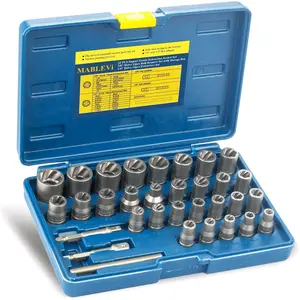 32PCS Bolt Extractor Set, Bolt & Nut Remover Set, Stripped Lug Nut Remover, Extraction Set for Removing Damaged, Frozen, Rusted, Rounded-Off, Nuts & Screws