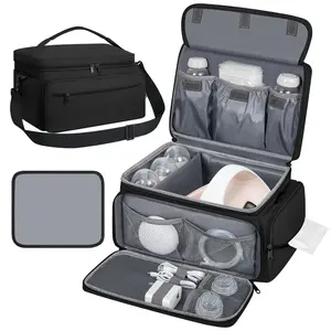 Breast Pump Storage Bag,Portable Breast Pump Carrying Case with Multiple Compartments - Stylish Nursing Bag for Mom, Perfect for Office & On-the-Go