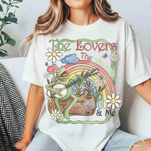 The Lovers The Dreamers & Me Kermit Frog Graphic Comfort Colors T-Shirt, Vintage Rainbow Frog Tee, Cute Retro Music Lover Shirt, Funny Unisex Gift, Casual Graphic Tee