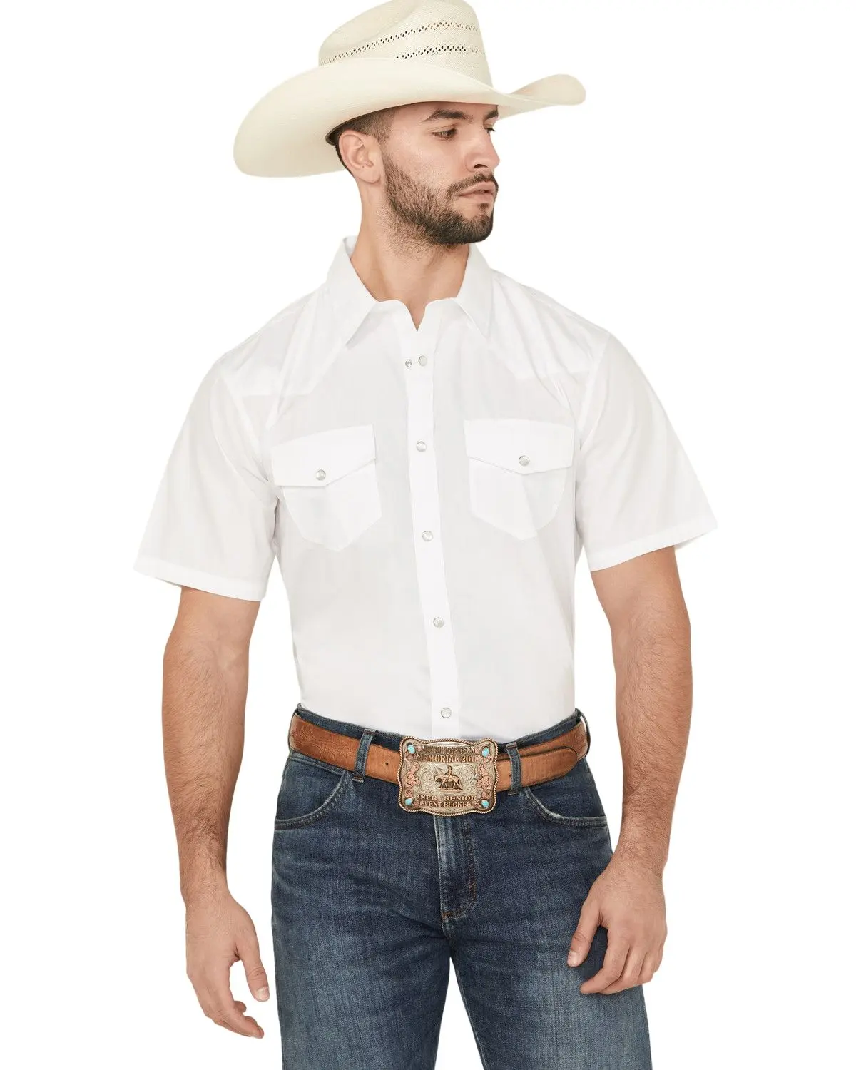 Gibson Trading Co Men's Men'S Solid Short Sleeve Pearl Snap Western Shirt - Gmba17w103