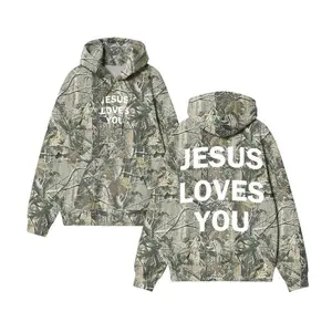 Jesus Loves You Camo Hoodie – Unisex Christian Faith Hoodie, Inspirational Streetwear Pullover for Everyday Wear