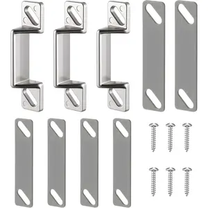 Screen Door Latch Replacement Kit Compatible with K 5148 1-11/16 in Zinc Diecast Strike Plate Assortment for Storm and Screen Door Hardware, 3 Pack Silver