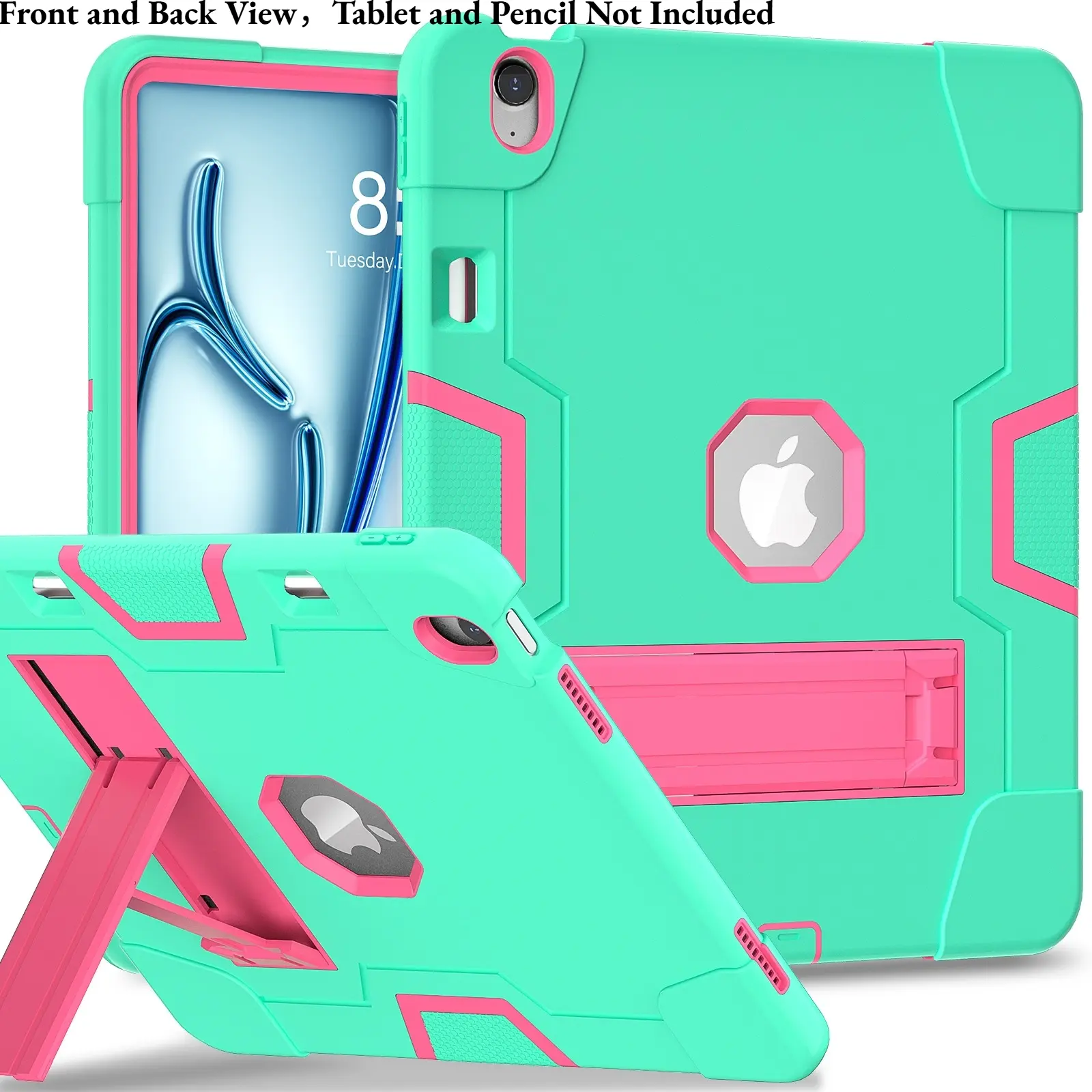 Rugged Armor Case Shockproof Kickstand Durable Protective Cover for 13inch iPad Air 2024‑2026 – Ultimate Drop Protection & Pen Storage, Fits Apple Pencil Pro & USB‑C (M2/M3/M4), Durable Tablet Casing, Tablet Accessories