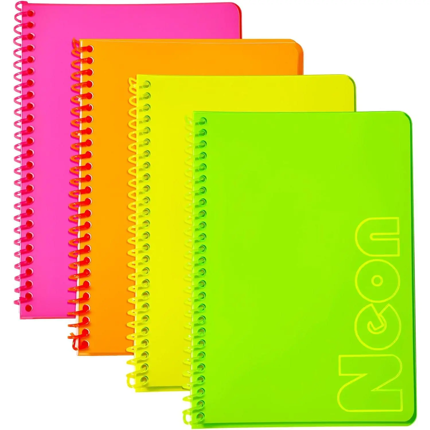 4 Pack A5 Neon Spiral Lined Notebooks, 8.3" X 5.5", 80 Sheets/160 Pages Wide Ruled Notebook Spiral Journals Bulk Softcover Cover Notepad Color-Coded for Students Taking Class Notes  Office (4)