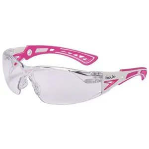 Bolle Rush Plus Small Safety Glasses White/Pink with Clear Platinum Anti-Fog Lens