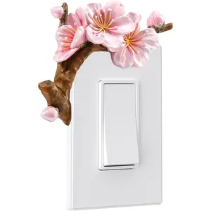 3D Floral Light Switch Cover Plate Decorative Accessories, Switch Plates and Electrical Outlet Covers Accessories for Room Decor, Apartment Wall Decoration (Cherry Blossom/Sakura)