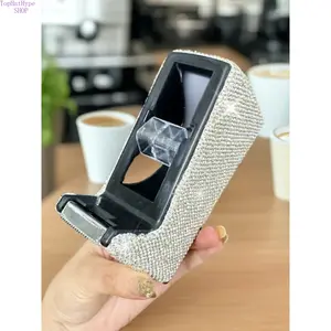 New Full Rhinestone Luxury Tape Dispenser, Mini Bling Tape Holder Cutter for Office Desk, High-End Sparkly Design Desktop Stationery, Fashionable Durable Office Supply for Daily Work Study and Desk Decor