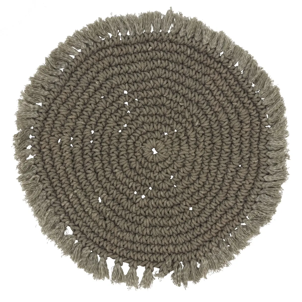 15 in. Round Macrame Placemats, Gray - Set of 4