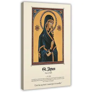 ZCXH St. Agnes Catholic Art_ Icon Virgin Martyr, Religious Print Canvas Poster Wall Art Print Picture Paintings for Living Room 12x18inch(30x45cm)