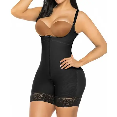 BIGWIG Women's Nylon-Cotton Bodysuit Shapewear - Plus Size, Zip Closure, Tummy Control, Waist Training, Butt Lifter, Body Contouring, Faja Body Shaper Tummy Pouch, Everyday Wear