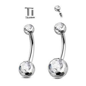 Oufer 14G Titanium Firework Cut CZ Belly Ring Implant-Grade Hypoallergenic Multi-Angle Sparkle 10mm & 12mm Piercing Jewelry with Unique Firework-Cut Surface