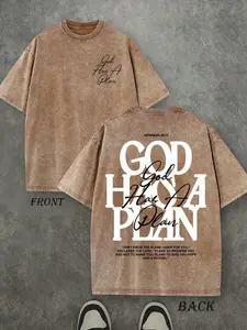 Trendy Vintage Washed Christian T-Shirt - God Has A Plan (Jeremiah 29:11) Oversized Front & Back Graphic Tee | Faith-Based Apparel Perfect for Spring & St. Patrick's Day 88H