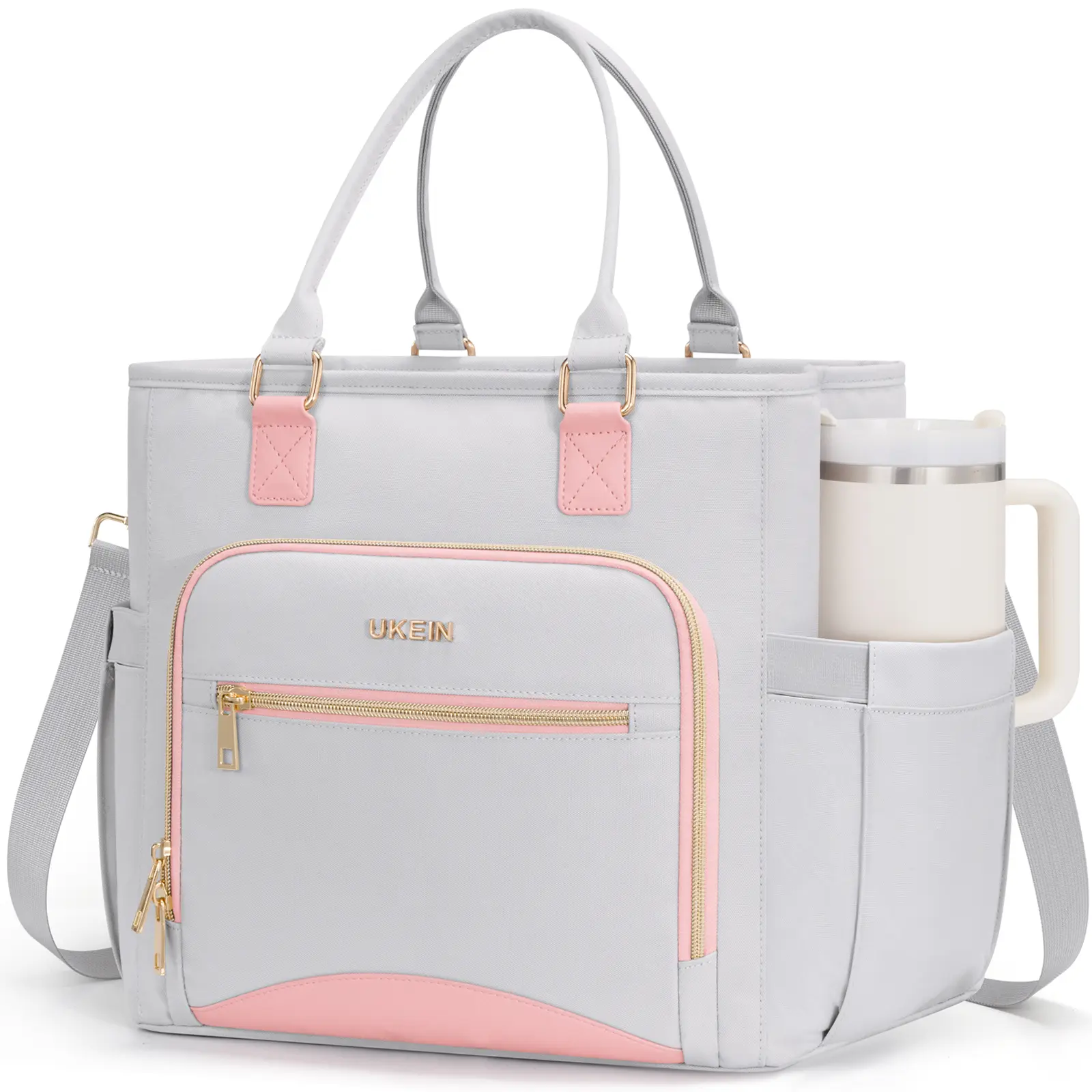 UKEIN Cute Insulated Lunch Tote Bag for Women, Stylish Thermal Work Bag with Large Capacity & Shoulder Strap
