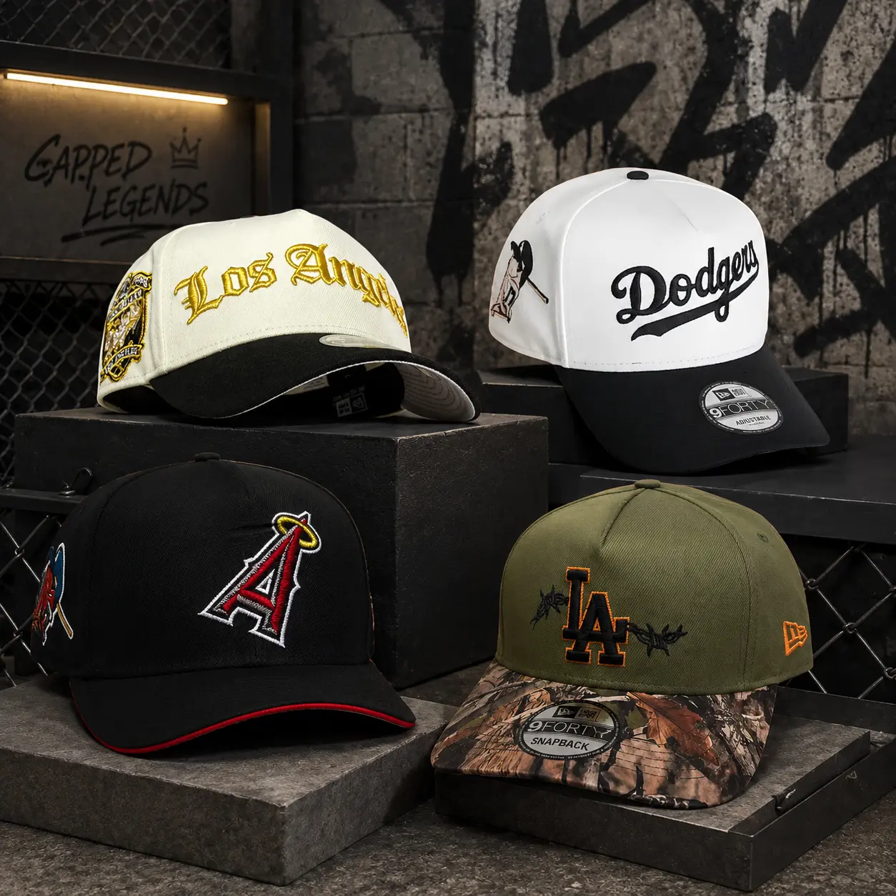 Los Angeles Style Adjustable Baseball Caps, Embroidered Letter and Script Hats with Side Patch for Unisex Streetwear