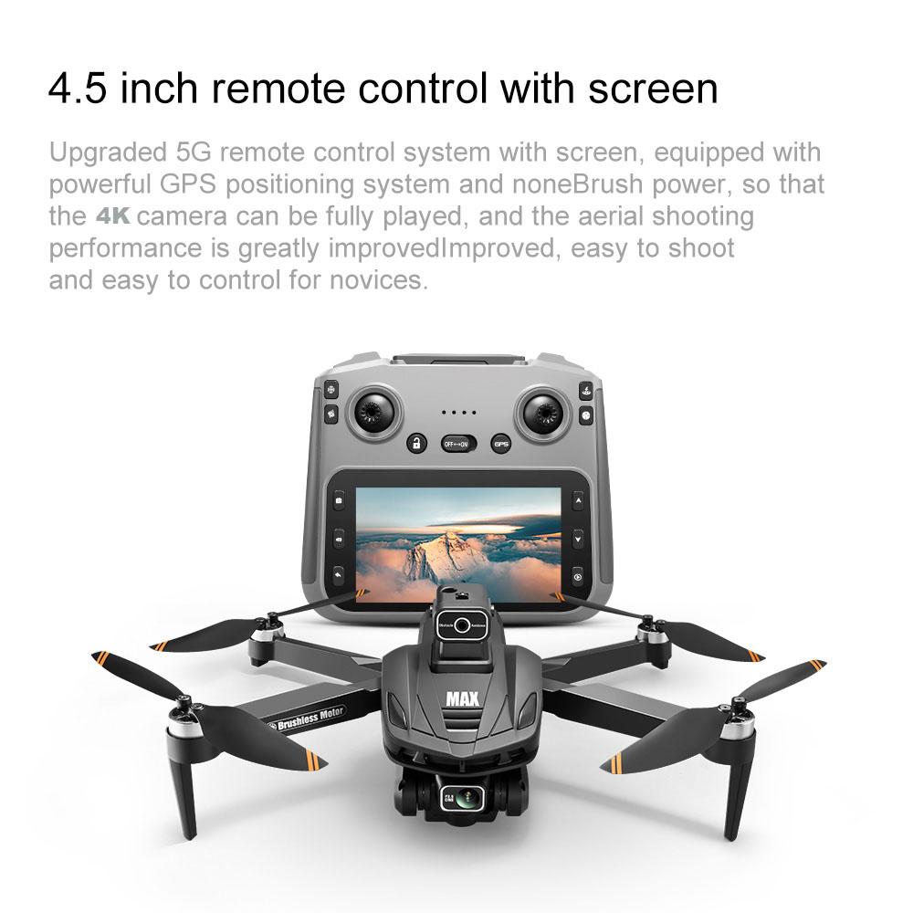 V168 MAX GPS Drone, 4K HD Dual Camera, 360° Smart Obstacle Avoidance, FPV Flight, Optical Flow Positioning, Quadcopter, Suitable for Adults and Beginners, HD Large Screen Remote Controller, 6-Axis Gyroscope, 2 Batteries + SD Card + Carrying Case Set