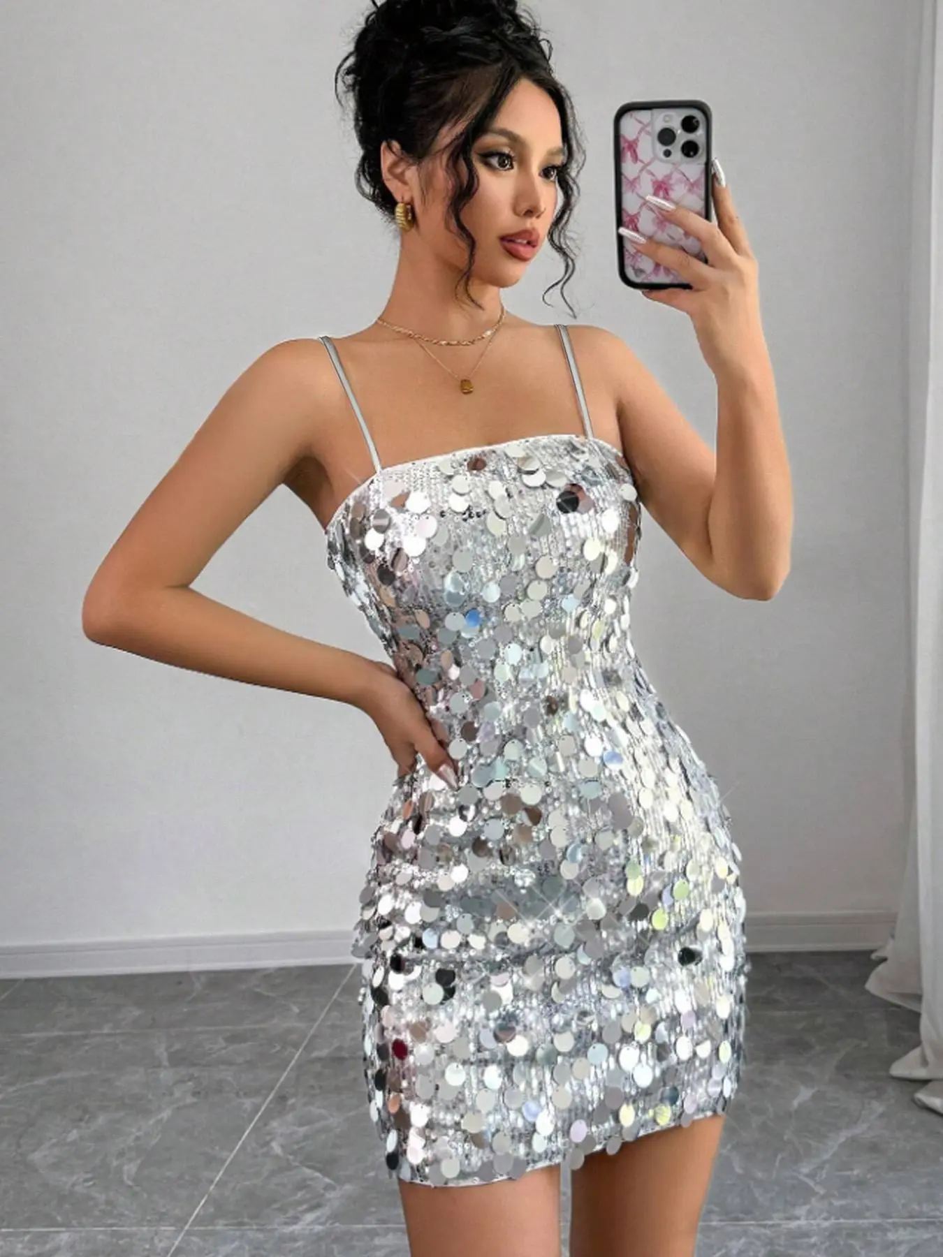 Women's Glitter Sequins Strapless Tube Dress, Summer Clothes Women, Sleeveless Strapless Short Dress for Party Club Dating Wear, Ladies Summer Clothes, Womenswear, Bodycon Cocktail Dress, Back Sleeveless Bodycon