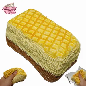 Puffy Waffle Crunch Squishy, Handmade taba squishy, Food-Grade Silicone Slow-Rising Rebound Squishy, Sticky Squeeze Toys Gift, Fidget Toys for Stress Relief, Non-Toxic Sensory Toys (7.58oz/215g)