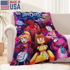 Gameoverse Digital Printed Flannel Throw Blanket, Kit Cartoon Pattern All Seasons Cozy Blanket for Sofa Bed Living Room, Glitch Animation Fan Gift for Kids, Gamers & Fans, Christmas Birthday Gift