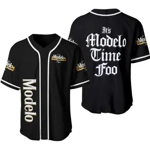Modelo Inspired Black Baseball Jersey for Men, Perfect Gift Idea for Him, Customizable Design Baseball Jersey